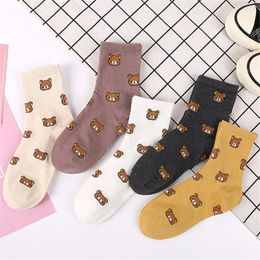 Women Socks Women's Cotton Fashionable Many Bear Cute Cartoon Harajuku Christmas Gift Kawaii Sokken Dropship