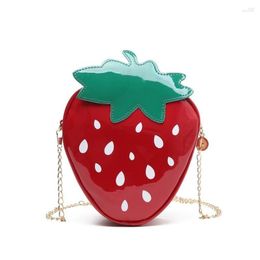 Evening Bags Women's Strawberry Shaped Strap Bag PU Leather With Chain Handbag And Lovely Girl Fruit Series