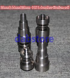 10mm 14mm19mm 6 IN 1 Domeless Titanium Nai Titanium Nail With Male Female joint Carb Cap Dab Tool Grade 2 Titanium Nail7863343