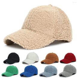 Ball Caps Autumn Winter Baseball Cap Women Artificial Lamb Wool Hats Version Tide Warm Plush