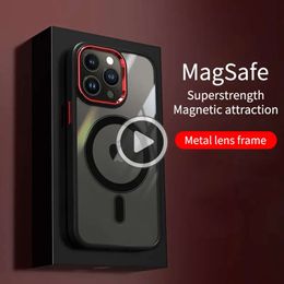 Роскошный прозрачный HD чехол для телефона iPhone 14 13 12 11 15 Pro Max Funda Магнитный Magsafe противоударный чехол для мобильного телефона с беспроводной зарядкой