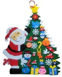 Christmas Decorations Home Decoration DIY Felt Christmas Tree Wall Hanging Artificial Xmas Tree with Santa Claus Snowflakes Ornament Year Kid Gift 231030