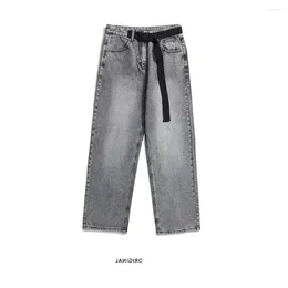 Men's Jeans Street Denim Trendy Hip-hop Waistband Loose Fitting Workwear Pants Straight Tube Wide Leg Casual Versatile Long