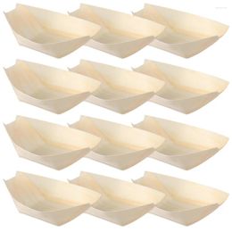 Dinnerware Sets 200 Pcs Disposable Wooden Boat Charcuterie Cones Sashimi Tray Bamboo Boats Plates Pine Sushi Serving
