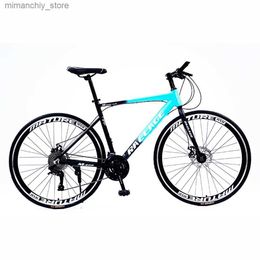 Bikes 700c Road Bicycle Speed Change Biking Adult Race Riding High Carbon Steel Front Fork Aluminium Alloy Frame Double Disc Brake Q231030