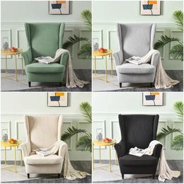 Chair Covers Jacquard Wing Cover Elastic Solid Colour Wingback Sofa Stretch Anti-dirty Armchair Slipcover With Seat Cushion