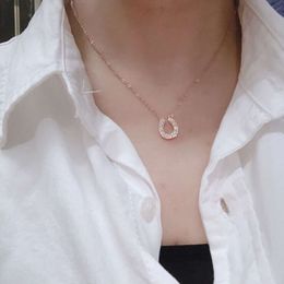 Classic S Itys Necklace Diamond Crystal Minimalist Inset Style Pendant Collarbone Chain Valentine's Day Gift with Box