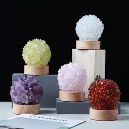 Decorative Objects Figurines Natural Amethyst Quartz Crystal Gemstone Table Lamp Meditation Healing Cluster Specimen Home Decor Night Light Gift 231030