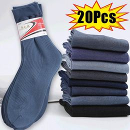 Men's Socks 20Pcs Bamboo Fibre Men Summer Breathable Silk Sports Ultra-thin Long Business Casual Solid Ankle Sox Meias