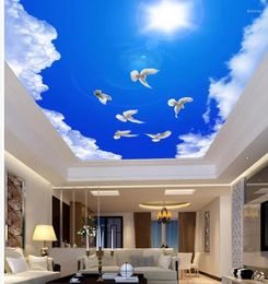 Wallpapers Blue Sky Cloud Sun White Ceiling 3d Murals Wallpaper For Living Room Style Home Decoration