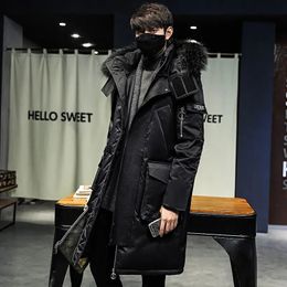 Men's Down Parkas Winter Warm Jacket 2023 Thick Casual Hooded Long Windbreaker Men Coat Brand Oversized Black Windproof 231027