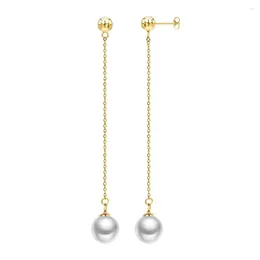 Dangle Earrings MinaMaMa Stainless Steel Fuax Pearls Long Chain For Woman Tassel Pearl Earring Wedding Bridal Jewelry