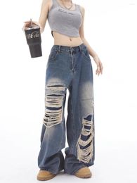 Women's Jeans 2023 Autumn Winter Women Bottoms Black Vintage Fashion High Waist Baggy Wide Leg Pants Street Straight Denim Trouser H473