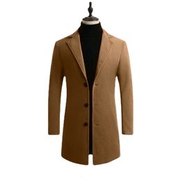 Men's Wool Blends Autumn Winter Men's Woolen Coats Male Slim Long Jacket Fashion Boutique Solid Slim Men's Trench Coat Jacket Plus Size S-5XL 231030