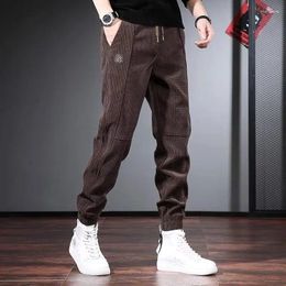 Men's Jeans Brown Casual Pants Trendy Loose Leggings 2023 Autumn And Winter Youth Plaid Corduroy Men