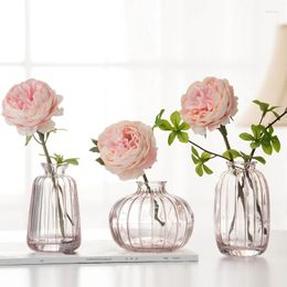 Vases Mini Relief Flower Tabletop Glass Implement Transparent Arrangement Decorative Window Sill Ornaments Accessories