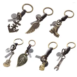 Keychains Multi-style Leather Key Chain Guitar Wings Boots Glove Wrench Metal Car Accessories For Family Present