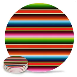 Table Mats Colourful Mexican Stripes Ceramic Coasters Absorbent Tableware Mat Home Coffee Dining Decoration Placemat Gift