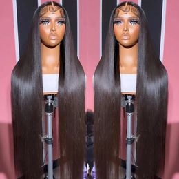 Synthetic Wigs 30Inch Straight Transparent 13x6 Lace Front Human Hair Remy Raw Indian Wavy 13x4 Frontal Wig For Women 4x4 Closure 231027