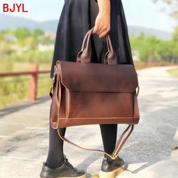 Briefcases Women Handbags ladies business A4 file briefcase 14 inch laptop bag female leather shoulder messenger bag travel bags 231030