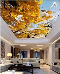 Wallpapers Custom Wallpaper Murals Leaves Pigeons Sky Room Sofa Ceiling Wall Decoration Po Mural