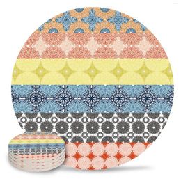 Table Mats Bohemian Ethnic Style Coasters Ceramic Set Round Absorbent Drink Coffee Tea Cup Placemats Mat