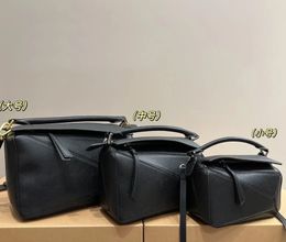 2023 Designer bag genuine Leather handbag women shoulder bags clutch totes cross body geometry square contrast Colour patchwork purse letter mini size