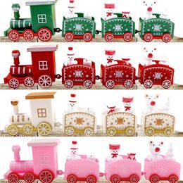 Decorative Objects Figurines Plastic Christmas Train Ornaments Children Baking Party Decoration Home Table Xmas Year Gifts Santa Claus Crafts 231030