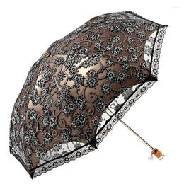 Umbrellas Double Layer Flower Lace Woman Rain Umbrella Wedding Party Decoration Sun Protection Parasol Windproof Luxury Princess Gift