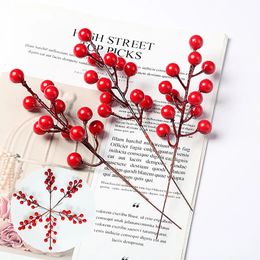 Other Event Party Supplies 12 75 Inches Artificial Red Berry Stems Picks Christmas Tree Decorations For Home Decors 231030