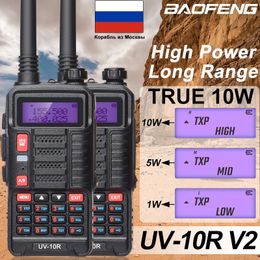 Walkie Talkie 2PCS Baofeng UV 10R Professional Talkies High Power 10W Dual Band 2 way CB Ham Radio hf Transceiver VHF UHF BF UV10R 231030