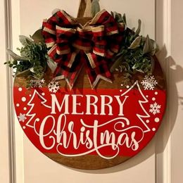 Christmas Decorations Christmas Front Door Decor Christmas Wreath Hanging Sign Decorations Wreath Door Hanger Sign Wooden Holiday Decor for Christmas 231030