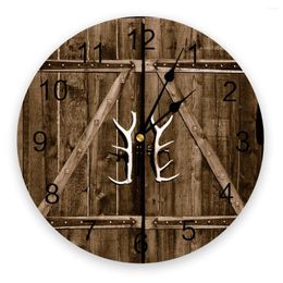 Wanduhren Alte Holztür Runde Uhr Kreative Wohnkultur Wohnzimmer Quarz Nadel Hängende Uhr