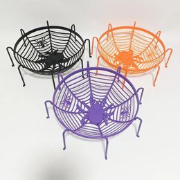 Other Event Party Supplies Halloween Candy Basket Spider Web Fruit Bowl Cookie Snack Storage Drain Home Horror Decoration 231030