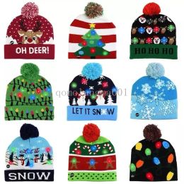 LED Christmas Hat Sweater Knitted Beanie Christmas Light Up Knitted Hat Christmas Gift for Kids Xmas New Year Decorations
