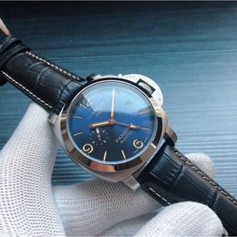 Paneraii Mirror Panerai Paneria Strap 시계 디자이너 시계 자동 이동 Sapphire Swiss 자동 이동 크기 44mm Cowhide Strap Luxury Watch Mechanica