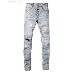 2023 mens clothes designer purple jeans fashion Embroidery self cultivation small feet denim version long straight regular modern letter men clothing jean pants 40
