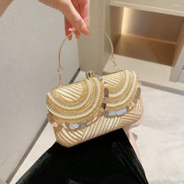Evening Bags Luxury Metal Handle Small Handbags Fine Fashion Handmade Pearl Sequin Tassel Clutches Women Prom Party Shoulder Bag
