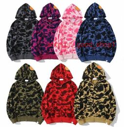 Bapes Hoodie Sweatshirts Mens Full Zip Up Shark Hoodies for Woman Designer Camouflage Bape Jacket Hoody Hooded ZI2S