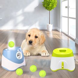 Dog Toys Chews Pet Dog Toys Tennis Launcher Catapult for Dogs Training Automatic Throwing Machine Jumping Throw Device 3/6/9m Section 3 Balls 231030