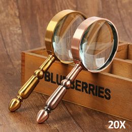 Magnifying Glasses 20X Handheld Retro All-Metal Magnifier Reading Magnifying Glass Portable Jewellery Antique Loupe with High Magnification Power Len 231030