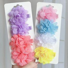 Hair Accessories 5Pcs/Set Girls Glitter Hollowed Out Flowers Clips Kids Hairpins Princess Handmade Cute Headwear Wholesale