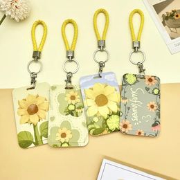 Card Holders Student Identity Badge Cover With Neck Strap Bag Simple Flowers Women Girl ID Bus Holder Bags Lanyard