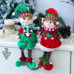 Christmas Decorations 1pc Red And Green Fabric Long Legged Elf Dolls Mens Womens Decoration 231030