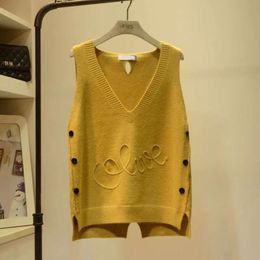 Women's LW vest 2023 Autumn trend knit button sweater vest women's three-dimensional V-neck sleeveless spring fashion pullover top 201214