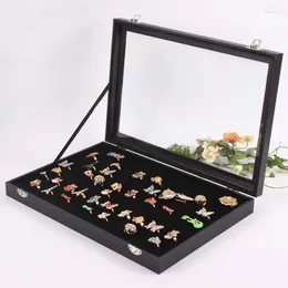 Storage Boxes Portable Fashion Transparent 100 Slot Rings Display Stand Metal Earrings Bijoux Box Jewelry Cabinet