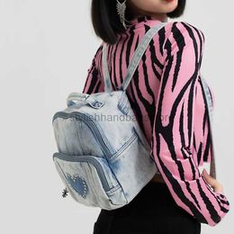 Backpack Outdoor Bags Trend Quilted Denim Love Women's Backpack Brand Designer Women's Bag Blue Girl Scool Bag Summerstylishhandbagsstore