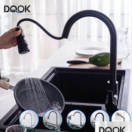 Bathroom Sink Faucets Kitchen Faucet Black Tap Pl Out Mixer Brushed Nickle Stream Sprayer Head Chrome Water 230504 Drop Delivery Hom Dhuuw