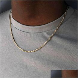 Rope Chain Men Necklace Stainless Steel Figaro Cuban For Drop Delivery Dhgarden Otkly
