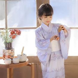 Ethnic Clothing Girl's Japanese Traditional Kimono Daisy Prints Retro Kid's Long Dress Summer Yukata Robe Children Halloween Cosplay Costume